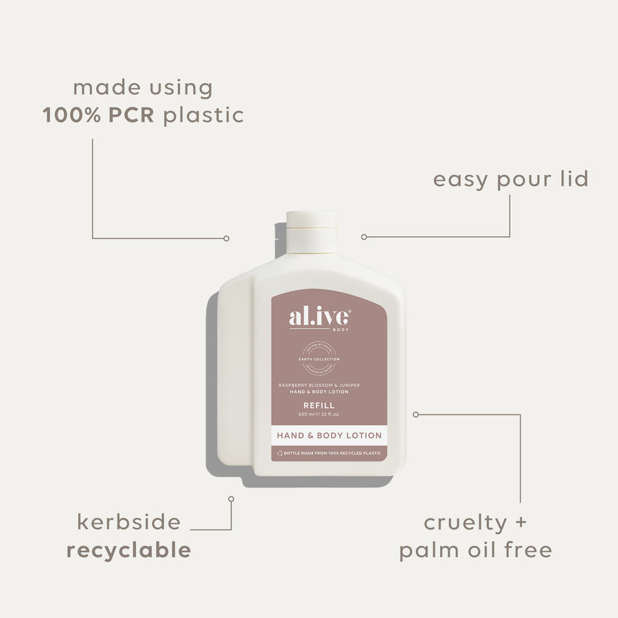 650ML LOTION REFILL -RASPBERRY BLOSSOM & JUNIPER