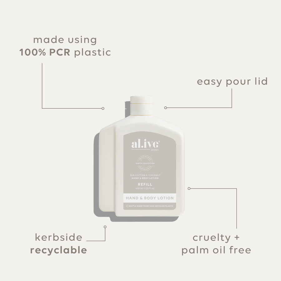 650ML LOTION REFILL - SEA COTTON & COCONUT