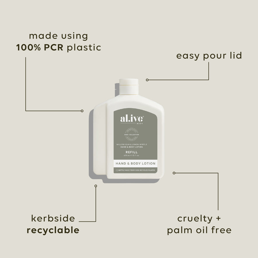 Hand & Body Lotion Refill - Willow Gum & Lemon Myrtle